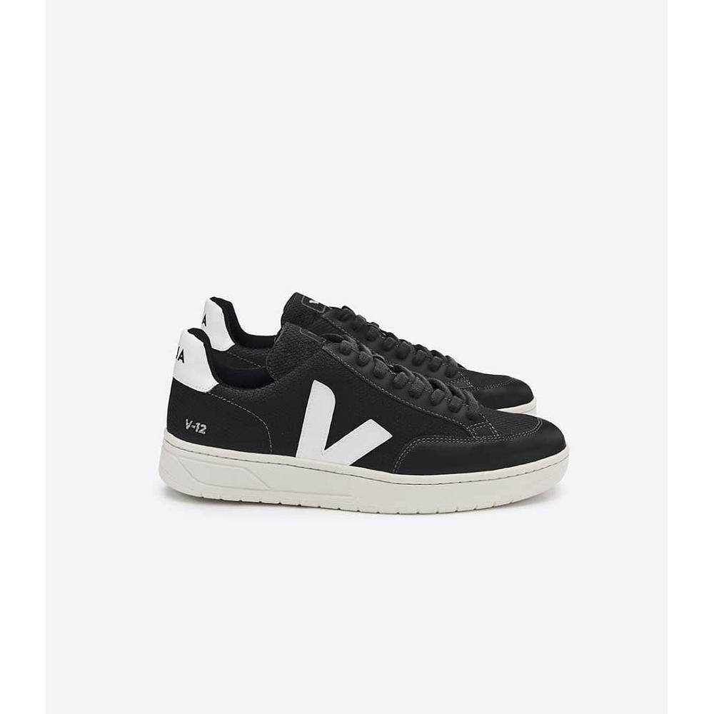 Veja V-12 B-MESH Women\'s Sneakers Black/White | NZ 669ZUT